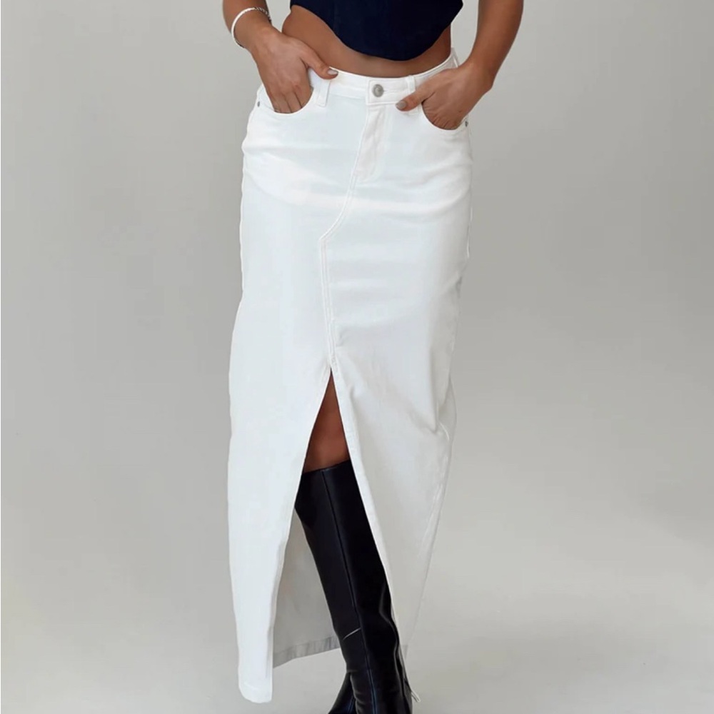 Princess Polly maxi denim skirt cream (more white in person) size 0